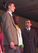 Dawit Wondimu having just received silver medal at 2000 Olympiad.