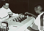 FM Stephen Muhammad (R) beating GM Alexander Goldin. Copyright , Jerry Bibuld.