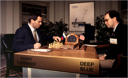 GM Garry Kasparov squaring off against IBM's Deep Blue. Copyright , IBM.
