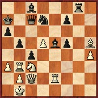 The position after whites 33.Na4-c3 resulted in 33...c4! (diagram)  which resulted in...