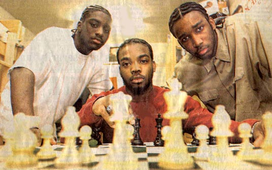 Kutztown University roommates, from left, Demetrius Carroll, Nathan Durant and Earl Jenkins credit the game of chess and their mentor in Philadelphia with helping them succeed in life. Photo by Reading Eagle Company.