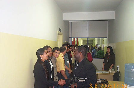 Meeting the university students at Universadade Zumbi dos Palmeres. Copyright © 2005, Daaim Shabazz.