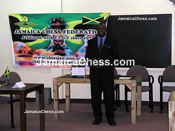 Jamaican Chess Federation President, Ian Wilkinson addressing the audience at the opening ceremonies. Copyright  2004, JamaicaChess.com.