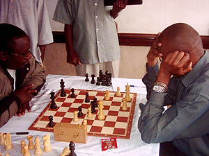 Gateri (left) and Kanengoni (right), Gateri Managed to squeeze a win from Kanegeni in this thrilling encounter. Copyright © Alex Makatia, 2005.
