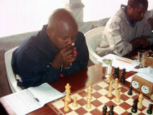 Nathan Ateka has played for Kenya board one in three Olympiads. He managed to get the 3rd Prize with 4.5 points. Copyright © Alex Makatia, 2005.
