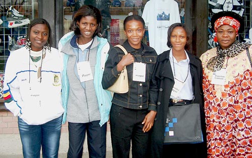 Nigeria's Women's Team (from left to right) Rosemary Amadasun (Bd. 1), Pauline Glewis (Bd. 2), Bimbo Edenwale (Bd. 3), Kerni Teru (Bd. 4) and, A.I.N. Jideonwo-George (captain). Copyright © Jerry Bibuld, 2002.