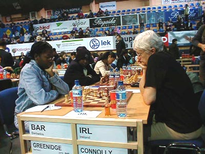 Barbados vs. Ireland (Women). Copyright  Barbados Chess Federation, 2002.