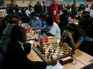 Barbados vs. Zambia (Women). Copyright  Barbados Chess Federation, 2002.