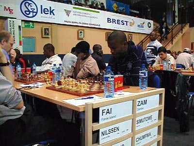 Round #3: Faroe Islands vs. Zambia (Men). Copyright  Barbados Chess Federation, 2002.