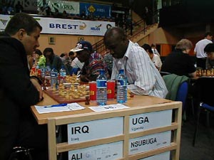 Iraq vs. Uganda (Men). Copyright © Barbados Chess Federation, 2002.