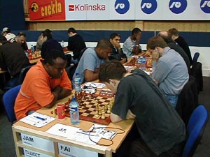 Jamaica vs. Faroe Islands (Men). Copyright © Barbados Chess Federation, 2002.