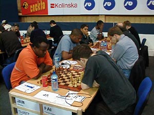 Jamaica vs. Faroe Islands (Men). Copyright  Barbados Chess Federation, 2002.