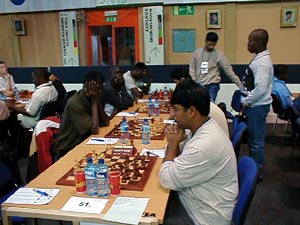 Nigeria vs. United Arab Emirates (Men). Copyright  Barbados Chess Federation, 2002.