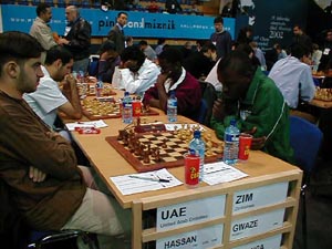 United Arab Emirates vs. Zimbabwe (Men). Copyright  Barbados Chess Federation, 2002.