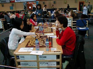 Vietnam vs. Romania (Women). Copyright  Barbados Chess Federation, 2002.