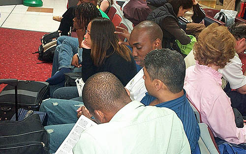 Jamaican team analyzing tactical positions in Londons Gatwick