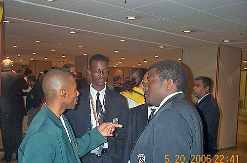 Namibia discussing chess events of the day.