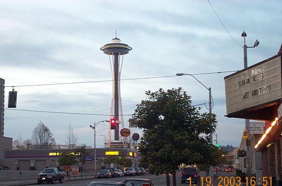 Seattle's Space Needle at dusk.