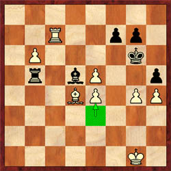 Muhammad uncorks a nice pawn combination with 36.e4! On 36Bxe4, 37.e6! wins.