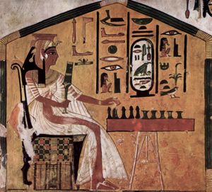 Queen Nefertari of Egypt playing chess.