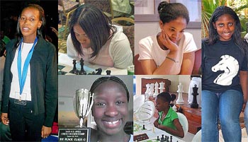 clockwise: Boikhutso Mudongo (Botswana), Medina Parrilla (USA), Sabrina Chevannes (England), Brianna Conley (USA), Deborah Richards (Jamaica), Jessica Wamala (USA)