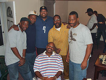 Ren Phillips (the big guy) with Philly players. Copyright  2005, Glenn Bady.