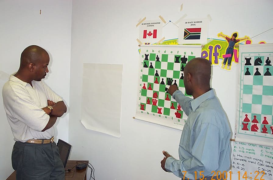 NM Elvin Wilson (L) and NM Jerald Times running the analysis boards. Copyright ©, Daaim Shabazz