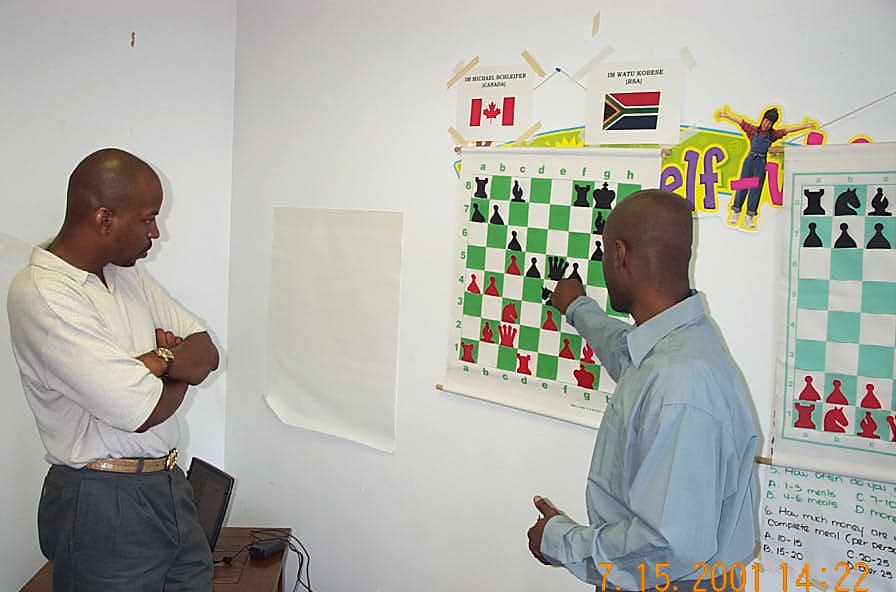 NM Elvin Wilson (L) and NM Jerald Times running the analysis boards.  Copyright ©, Daaim Shabazz