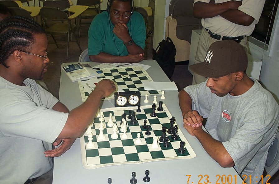 Post-tournament match. . . GM Ashley vs. FM Solomon. Copyright ©, Daaim Shabazz.