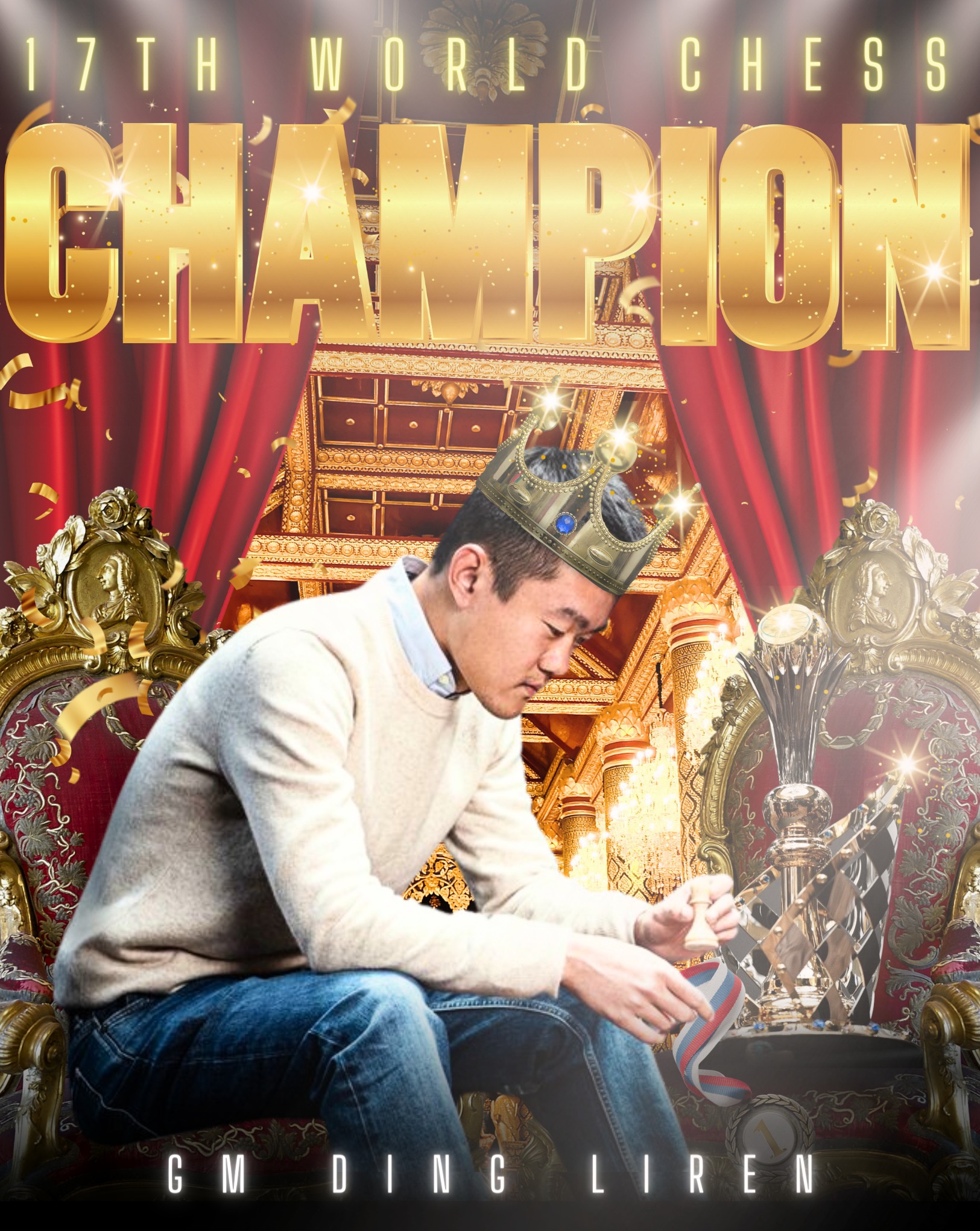 Ding Liren, the 17th World Champion at the closing ceremony in Kazakhstan :  r/chess