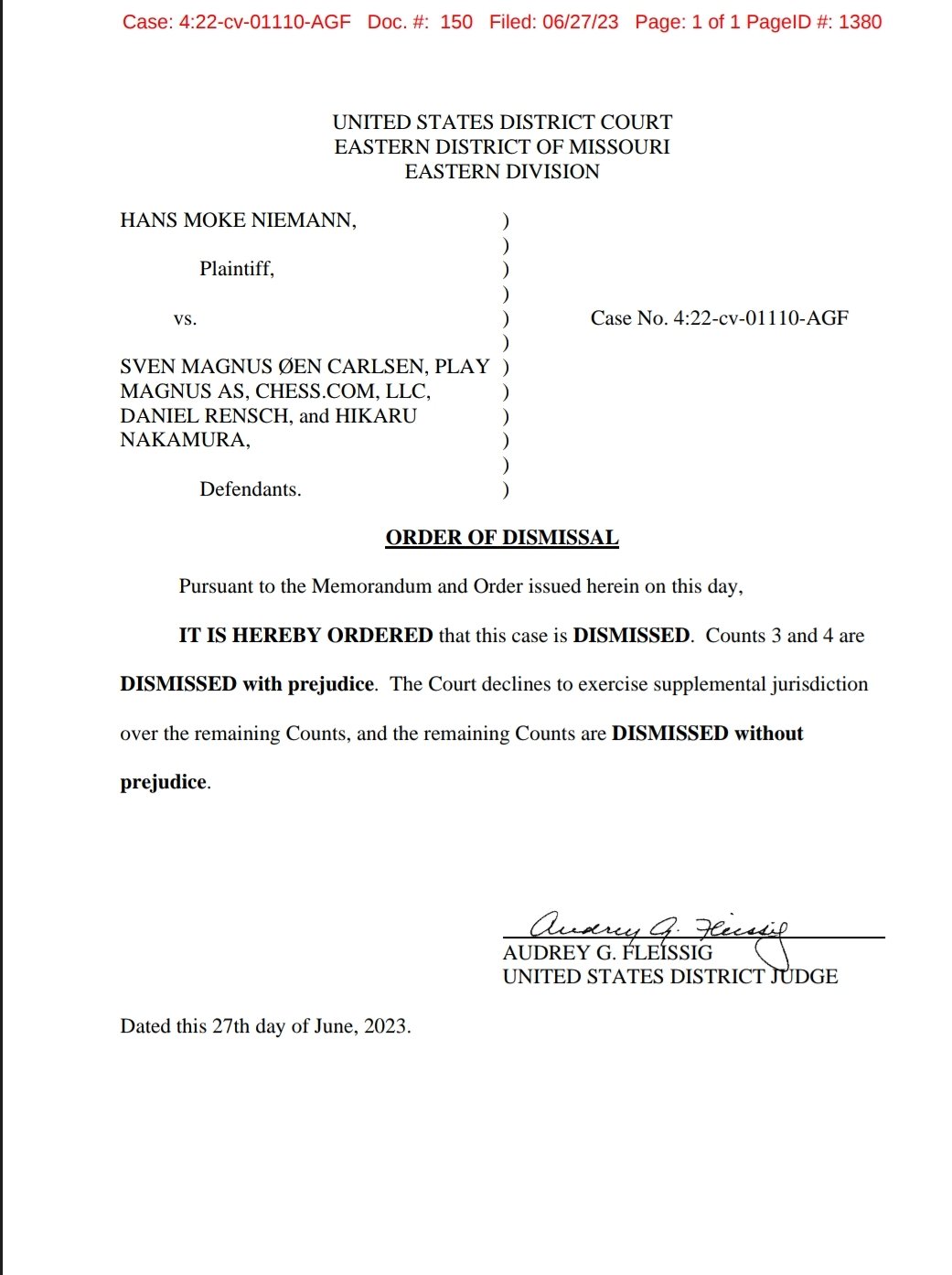 Hikaru Nakamura Files Motion To Dismiss Hans Niemann Lawsuit 