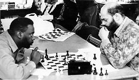 Nathan Jackson facing the late Mark Meeres in the 4th African-America Unity tournament. Copyright  1992, Jerome Bibuld.