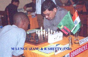 Malupande Lungu playing Rahul Shetty in the 2001 Goodricke Invitational in India.