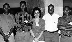 The Mozambican mens team; 1996 Chess Olympiad, Armenia. Copyright  1996, Jerome Bibuld.