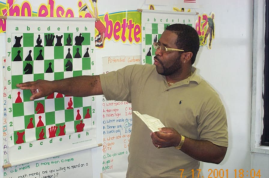 NM Norman 'Pete' Rogers analyzing at the Wilbert Paige Memorial, July 2001.