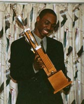 FM Warren Elliott after having received the 2001 'Player of the Year' award.