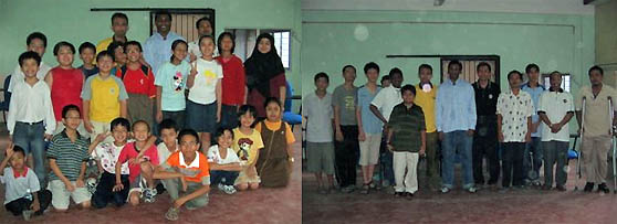 IM Robert Gwaze pictured with Malaysian beginning students (left) and the advanced students (on right).