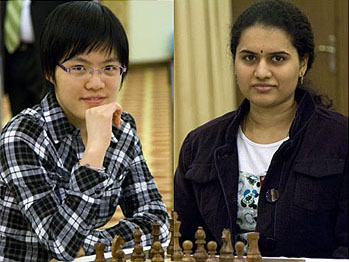 GMs Hou Yifan and Koneru Humpy.
