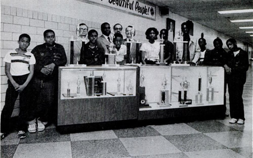 Roberts Vaux Chess Team - 1981: (Front row, L-R) Jamal McDaniels, Jeffery Moore, Daniel Lewis, Alvin Green, Debbie Leftwich, Kevin Jiles, Michael Allen, Delbert Rhodes, Marvin Edmonds, Terrance Heath. (Back row, L-R) Dr. Bernard Kehrer (Associate Superintendent), Frank Devine (Principal), Jeffrey Chesin (Coach) and Dr. Michael Marcase (Superintendent). Photo courtesy of Johnson Publishing Company.