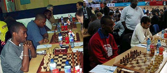 Both FM Warren Elliott & FM Ryan Harper in action at the 2002 Chess Olympiad in Slovenia.