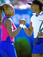 Serena and Venus Williams. Photo by Sean Garnsworthy/Allsport.