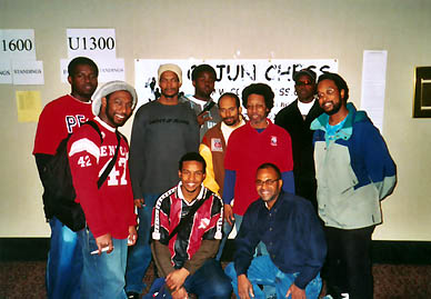 (Back Row, L-R) Darius Lyles (2nd place in U1300), Tim Murphy (1st place in U1600); (Second Row, L-R) Emmanuel London (1st place U1300), David Paulina (1st in U2200), Antoine Hutchinson (2nd place in U2200), Wilbur Brown (Director), Dr. Kimani Stancil (2nd place U2200); (Front Row, L-R) Errol Daniels (2nd place U1300), Travis Hoskins (1st place U1800), Vaughn Bennett 