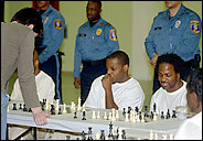 Jay Rutherford and Walter Oglesby face Princeton students. Photo by Annie McCormick, NY Times.