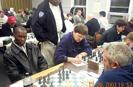 The Chess Drums Daaim Shabazz awaits move from GM Aleks Wojtkiewicz.