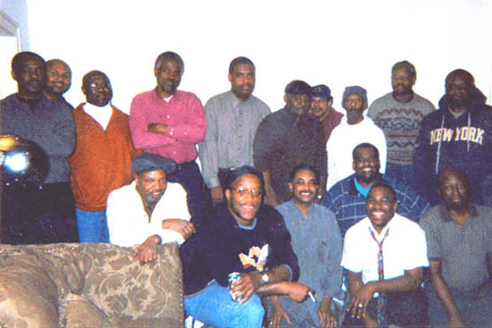 From left to right and back to front: Allen Stewart, Kevin Lawson, Jay Porter, Sam Ford, Patrick Magee, Roland Jordan, Tyrone Lee, Carlos Lee, John Porter, Charles Walker, Bill Crawford, Sidney Davis, Eric Johnson, George Coleman, Aderemi Adekola, and Kent Williams.