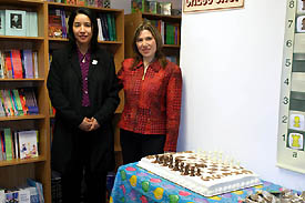 Kay Umeakunne with GM Susan Polgar at the Grand Opening.