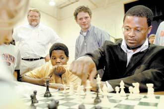 GM Maurice Ashley in Columbia, South Carolina as part of his cross-country tour in promoting chess. Photo by C. Aluka, TheState.com.