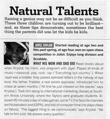 Jayel Taylor was featured in the September 2004 issue of the Chicago magazine.