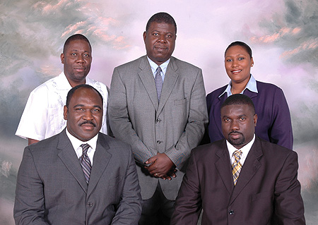 Seated from left to right: Kean Alfred Smith, President and Phillip Paul, Vice-President. Standing from left to right: Hiram Victor, Treasurer, Milton Evans - Council Member and Karen Butler - Secretary.