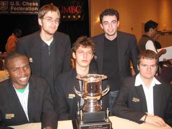 UTD, 2006 Pan-Am Intercollegiate Champions.  Seated L-R: Amon Simutowe, Jacek Stopa and Marko Zivanic. Standing L-R: Davorin Kuljasevic and Dmitry Schneider.